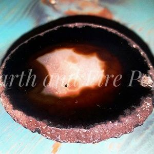 Agate Brown Stone with Druzy Edges